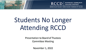 students no longer attending rccd