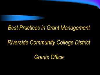 Best Practices in Grant Management